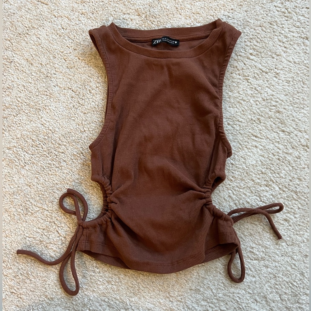 Y2K Chocolate Brown Cutout Top
